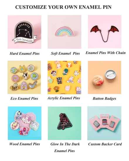 Metal Crafts Manufacturer China Factory Stamp Enamel Pin Anime Custom Logo Design Metal Badges Cute Hard Soft Enamel Lapel Pins 