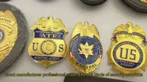 China Sedex BSCI Certified Factory Custom Logo Design Metal Crafts Awards Badge Leather Card Holder Security Military Police Badge 