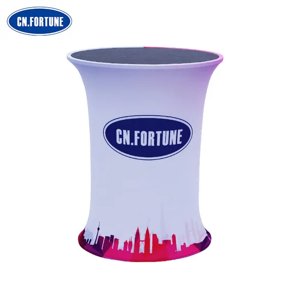 Advertising Exhibition Supermarket with Folding Pop up Portable Promotion Counter Table Desk Stand Curved for Display Booth 